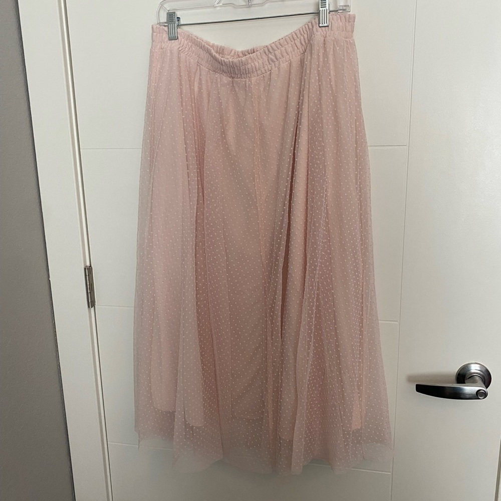 H&M Swiss dot pink tulle skirt